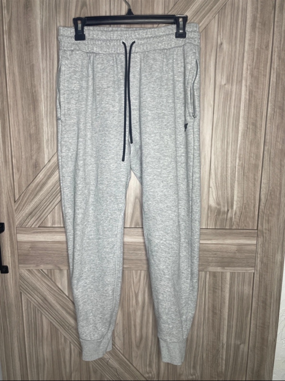 Fabletics Men's Light Gray Jogger Sweatpants with Black Drawstring